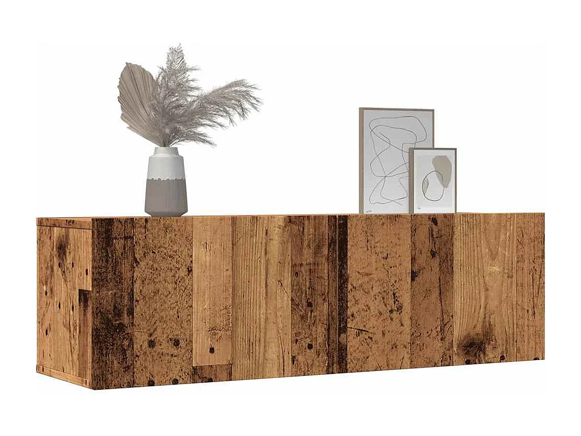 Mobili porta TV da parete 2 pezzi, legno vecchio, 100x30x30 cm