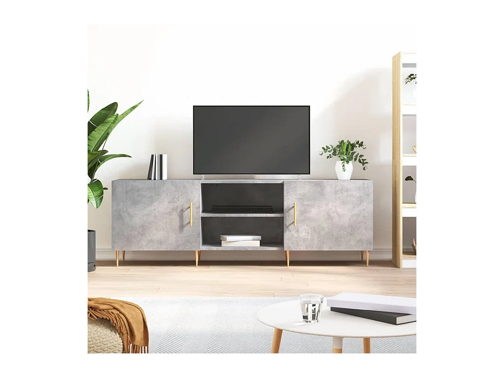 Meuble TV gris béton 150x30x50 cm bois d'ingénierie