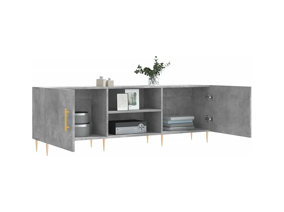 Meuble TV gris béton 150x30x50 cm bois d'ingénierie