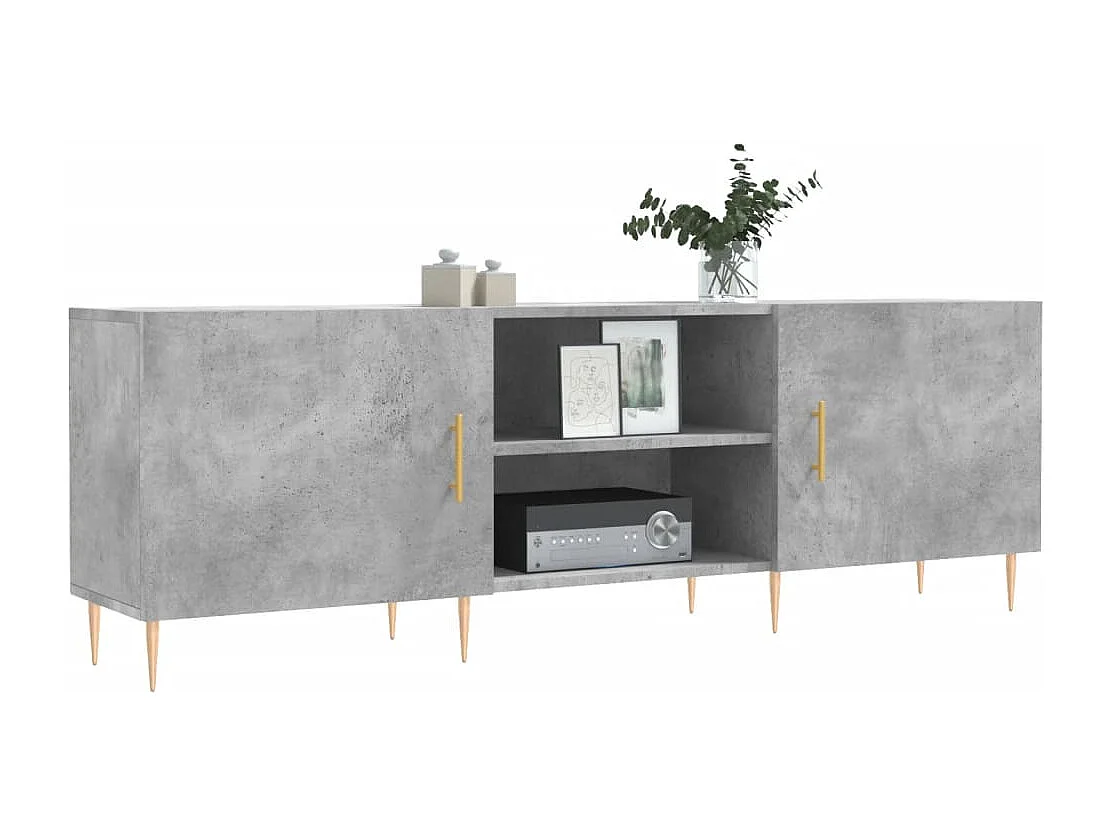 Meuble TV gris béton 150x30x50 cm bois d'ingénierie