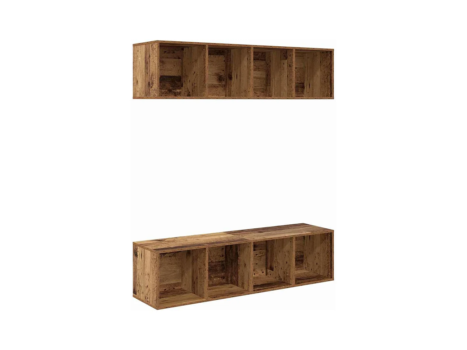 Set porta TV 2 pezzi, legno anticato, 37 x 37 x 142,5 cm