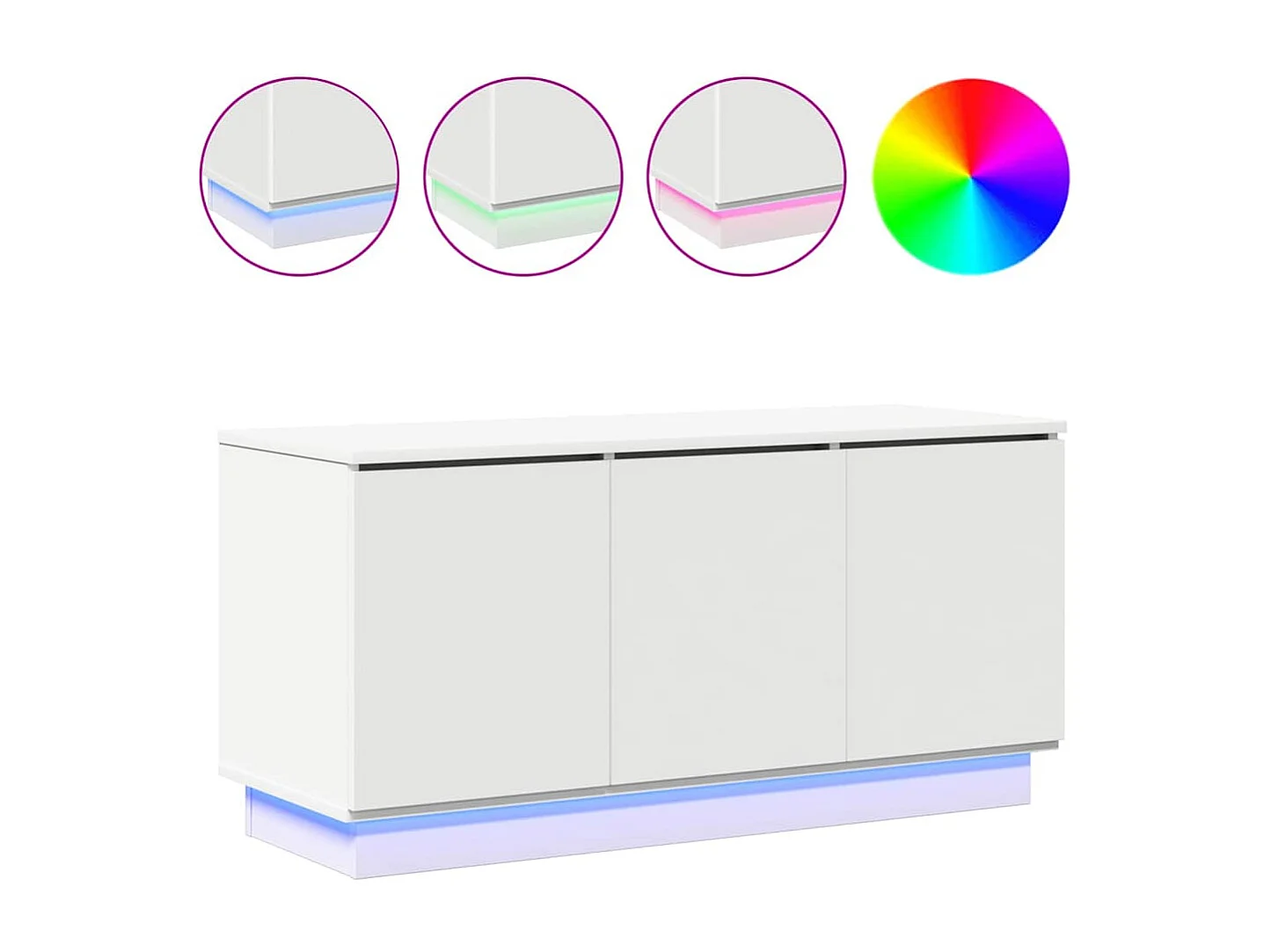 Mobile TV con LED Bianco 100 x 38 x 49 cm Legno ingegnerizzato