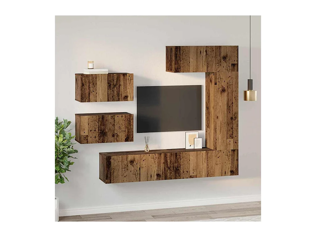 Ensemble meuble TV 6 pcs Bois ancien 30,5 x 30 x 90 cm