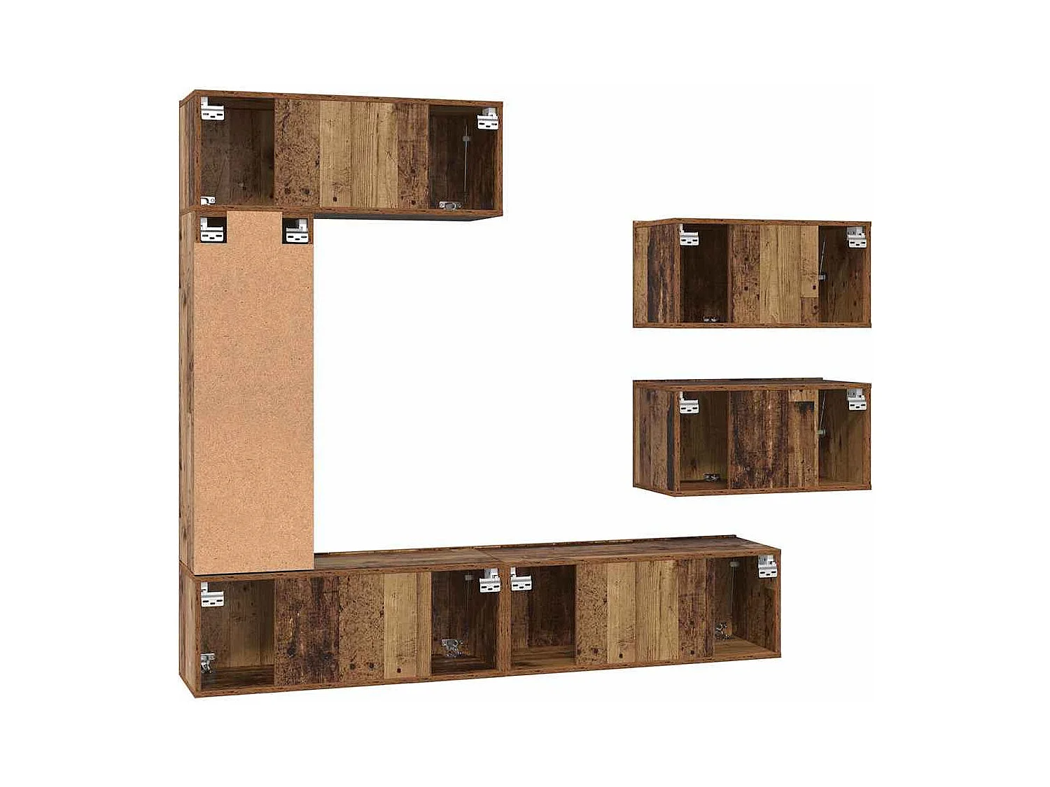 Set di mobili TV da 6 pezzi, legno anticato, 30,5 x 30 x 90 cm