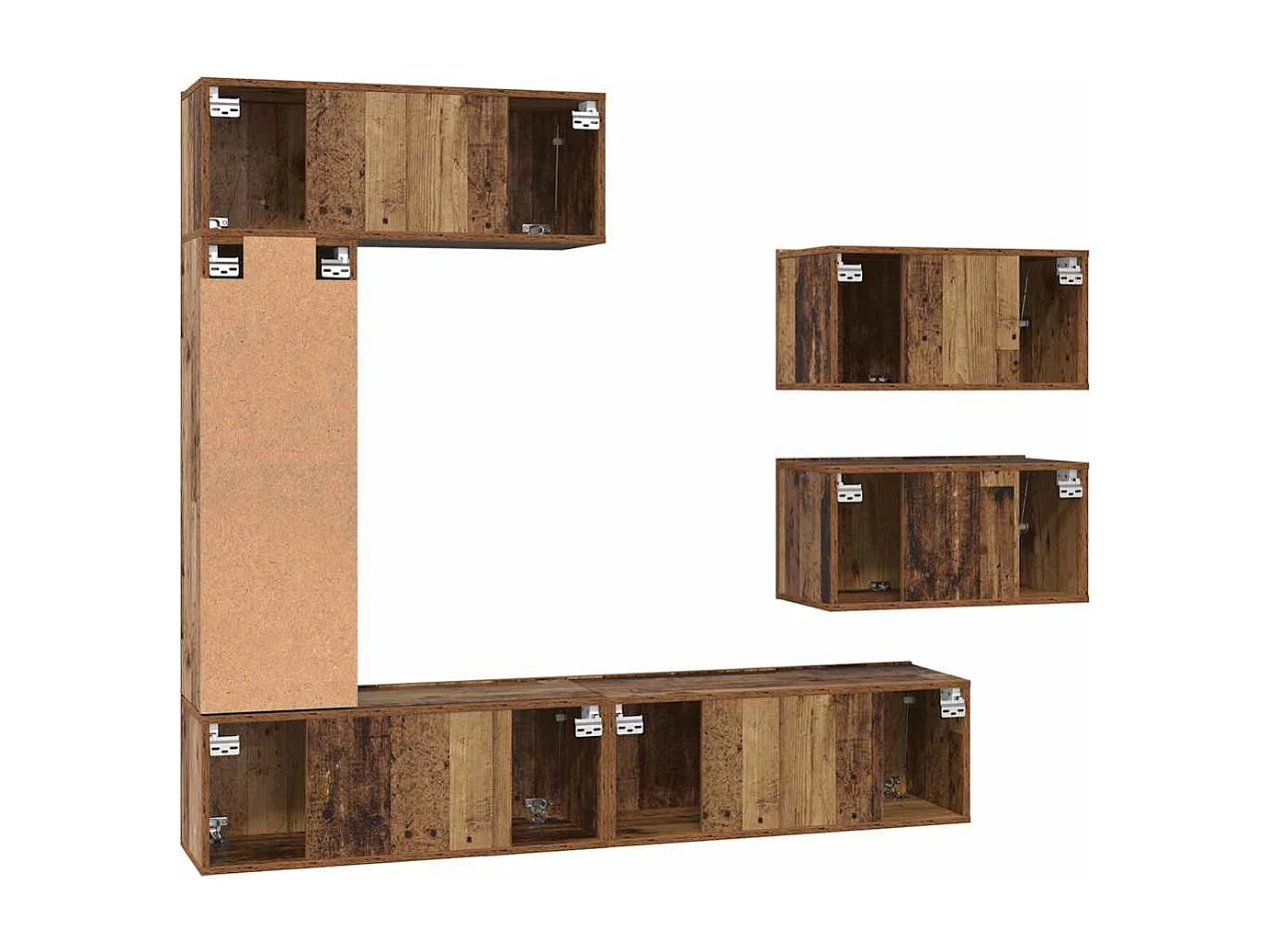 Set di mobili TV da 6 pezzi, legno anticato, 30,5 x 30 x 90 cm