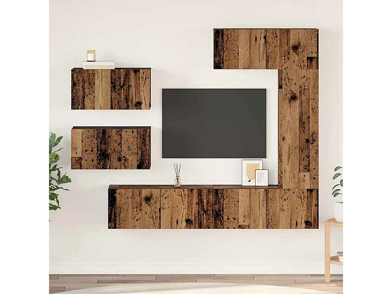 Set di mobili TV da 6 pezzi, legno anticato, 30,5 x 30 x 90 cm