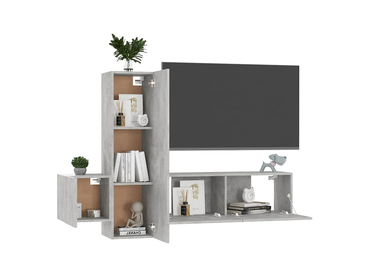 Ensemble de meubles TV 3 pcs Gris béton Bois d'ingénierie