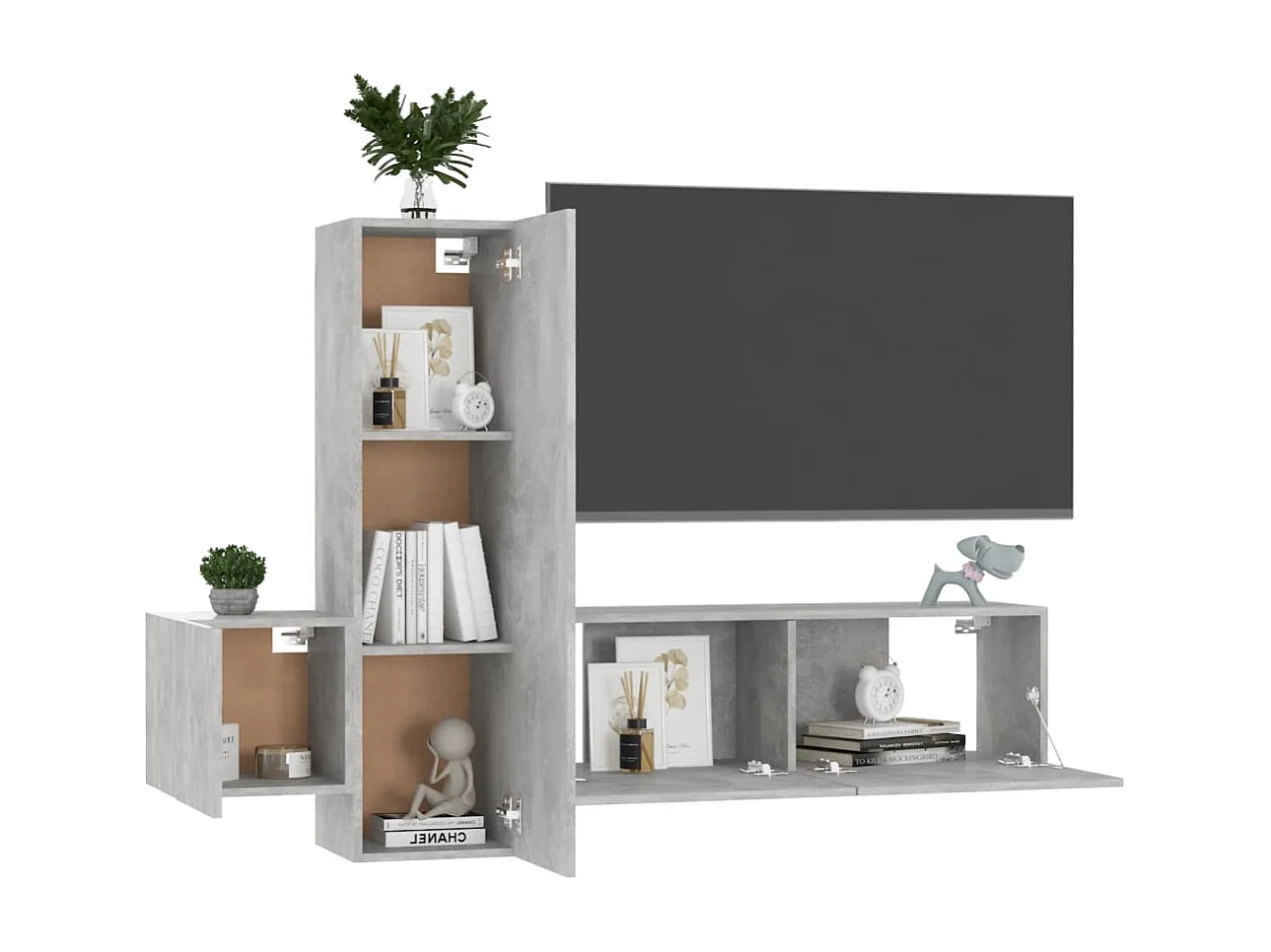 Ensemble de meubles TV 3 pcs Gris béton Bois d'ingénierie