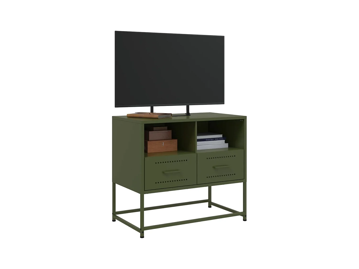 Meuble TV vert olive 68x39x60,5 cm acier