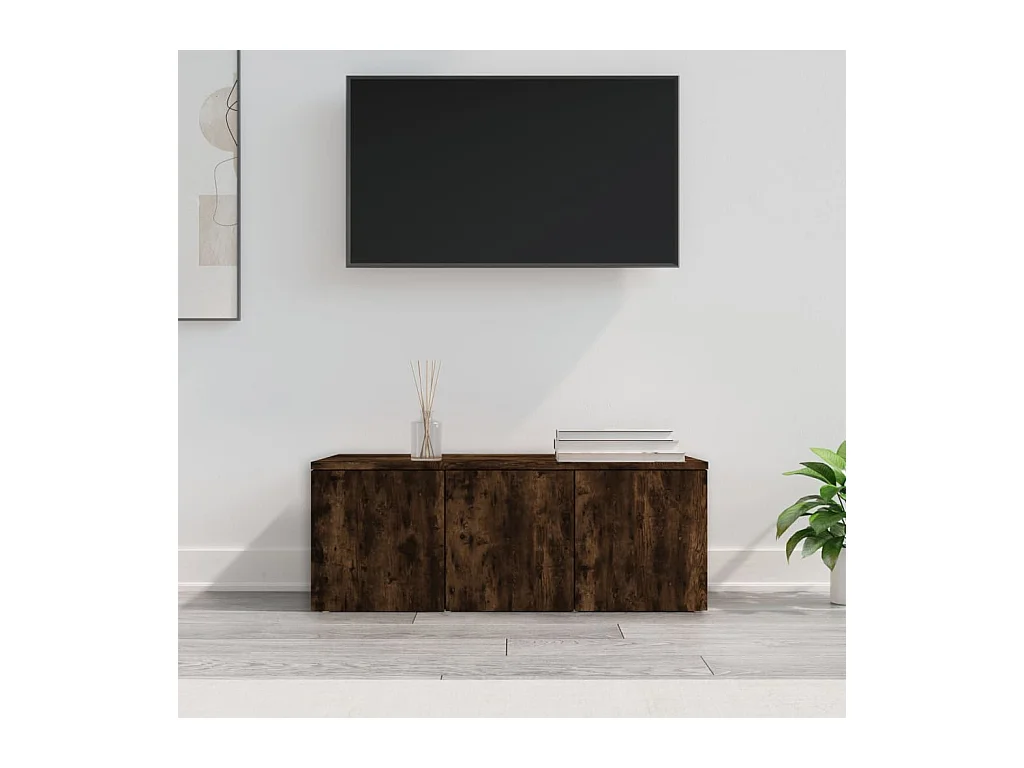 Gerookt eiken tv-meubel 80x34x30 cm bewerkt hout