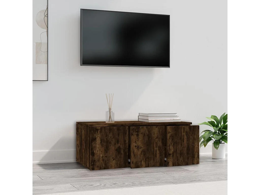 Mueble de TV de roble ahumado 80x34x30 cm Madera de ingeniería