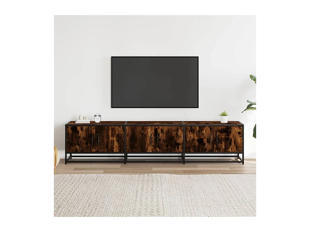 Meuble TV chêne fumé 180x35x41 cm bois d'ingénierie