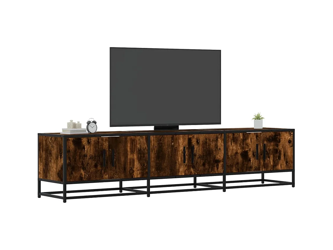 Meuble TV chêne fumé 180x35x41 cm bois d'ingénierie