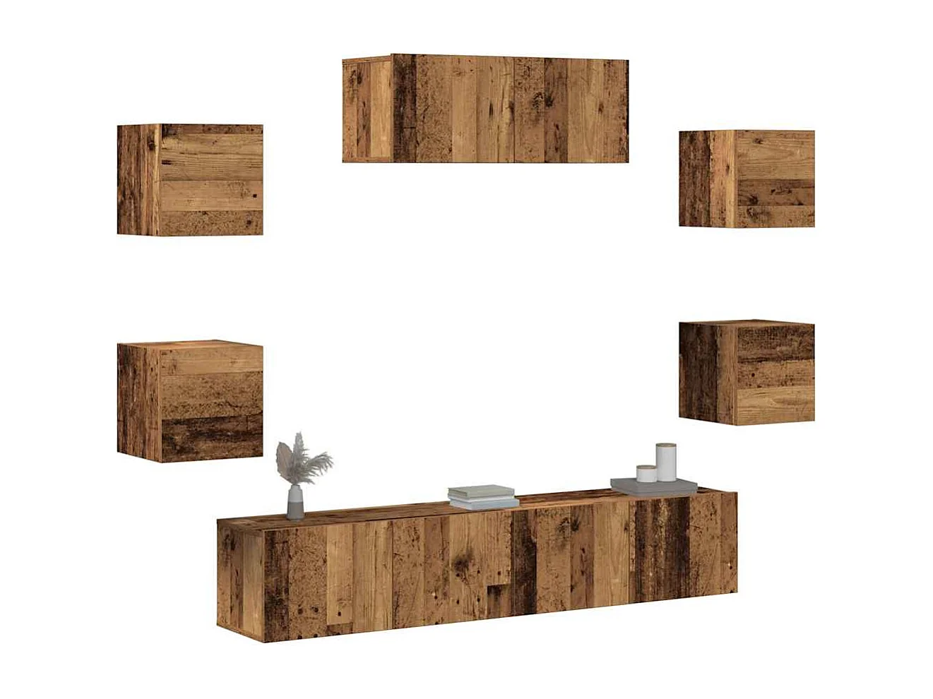 Ensemble de meuble TV mural 5 pcs vieux bois