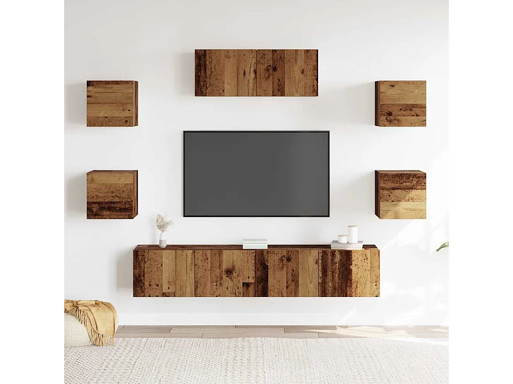 Ensemble de meuble TV mural 5 pcs vieux bois