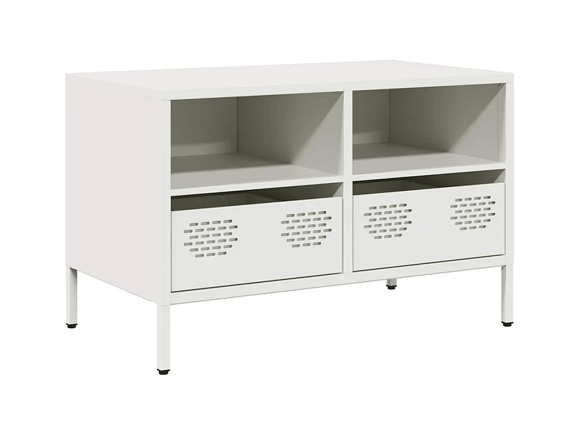 Meuble TV blanc 68x39x43,5 cm acier laminé à froid