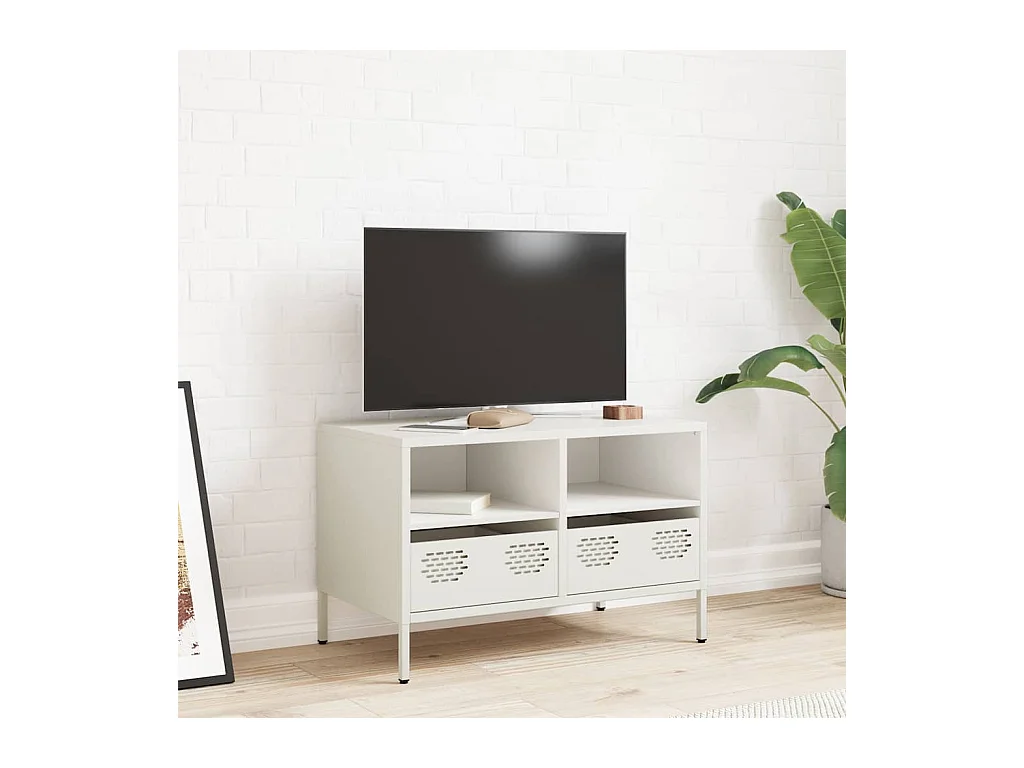 Meuble TV blanc 68x39x43,5 cm acier laminé à froid