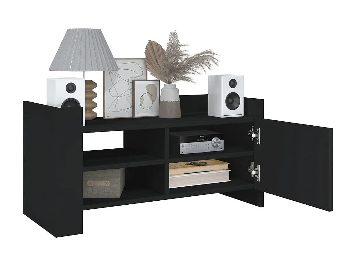 Meuble TV noir 80x35x40 cm bois d’ingénierie