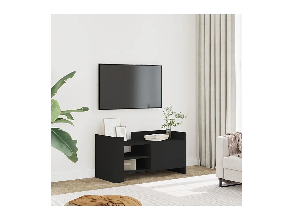 Meuble TV noir 80x35x40 cm bois d’ingénierie