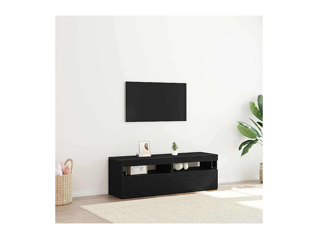 Meuble TV 2 pcs Noir 60 x 35 x 40 cm Bois d'ingénierie