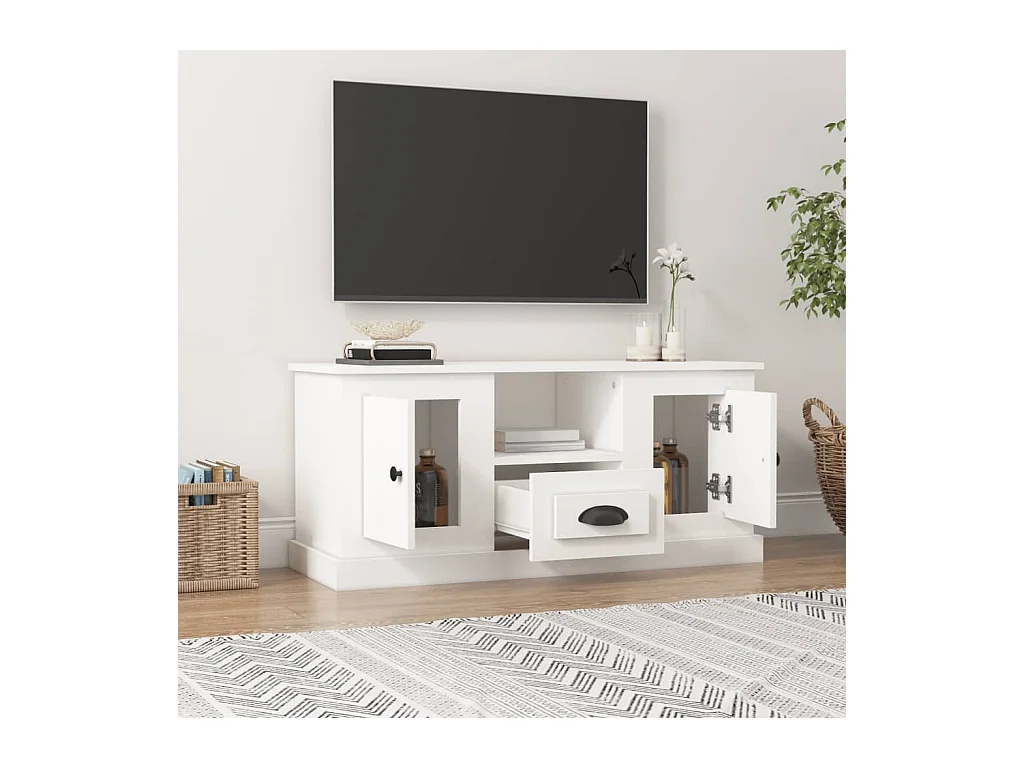 Witte tv-kast 100x35,5x45 cm bewerkt hout