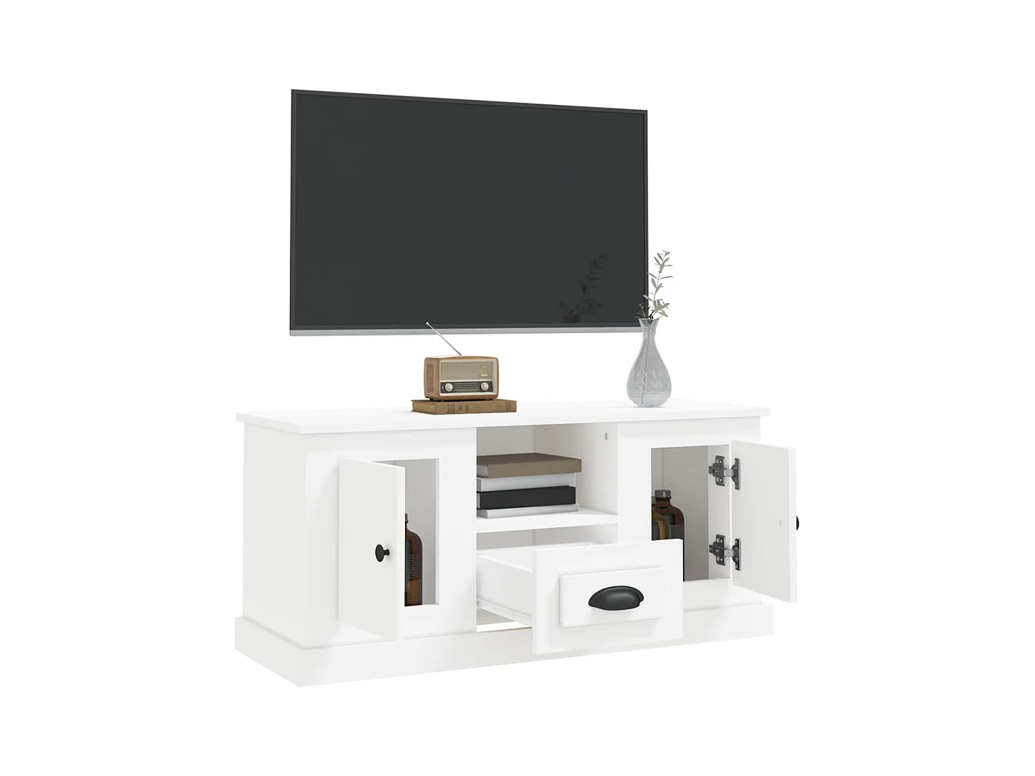 Witte tv-kast 100x35,5x45 cm bewerkt hout