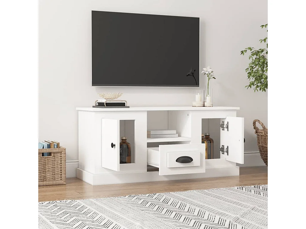 Mobile TV bianco 100x35,5x45 cm in legno ingegnerizzato