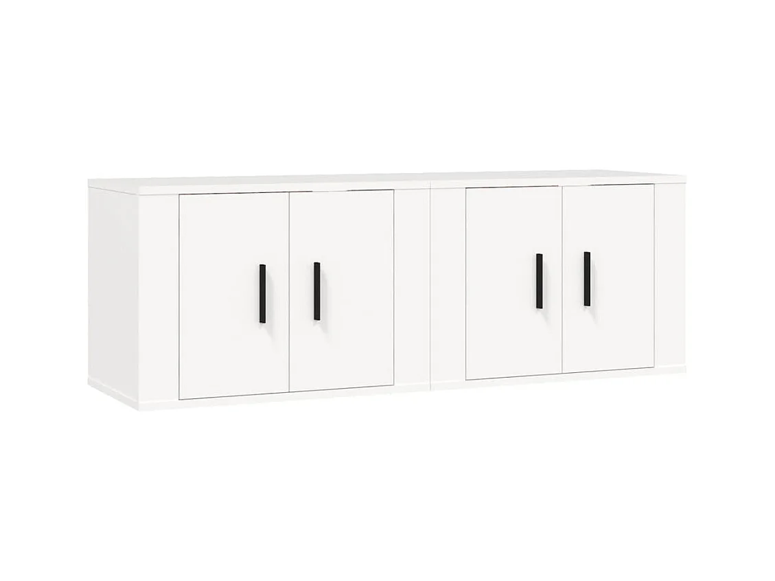 Mobile TV da parete 2 pezzi, bianco, 57x34,5x40 cm