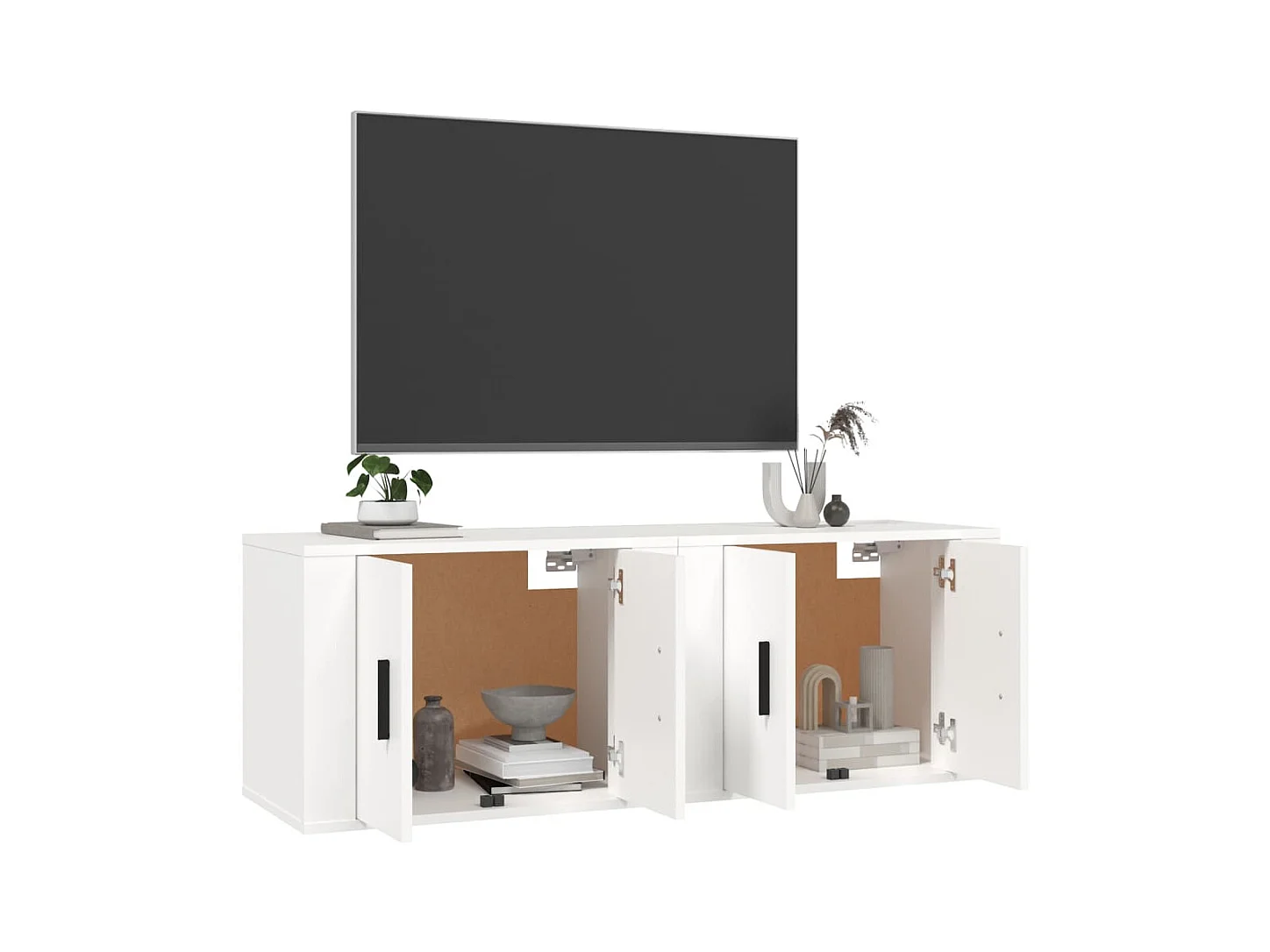 Mobile TV da parete 2 pezzi, bianco, 57x34,5x40 cm
