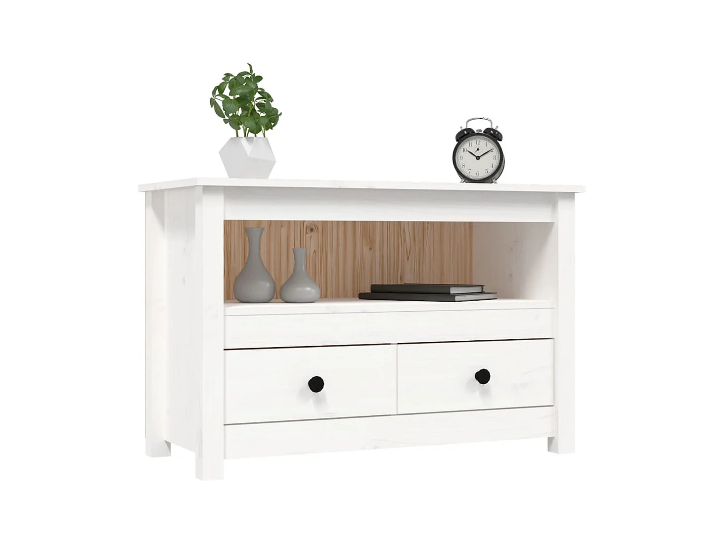 Witte tv-kast 79x35x52 cm Massief grenenhout