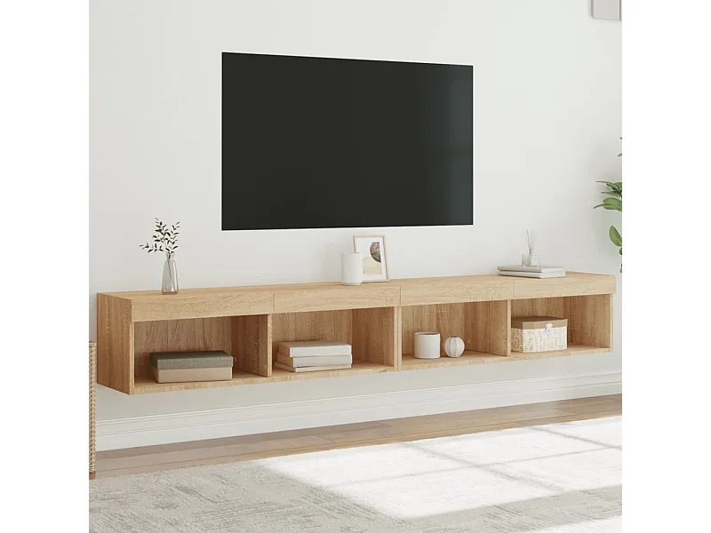 Mobili TV con luci LED 2 pezzi rovere sonoma 100x30x30 cm