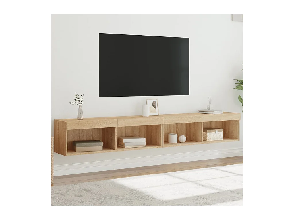 Mobili TV con luci LED 2 pezzi rovere sonoma 100x30x30 cm