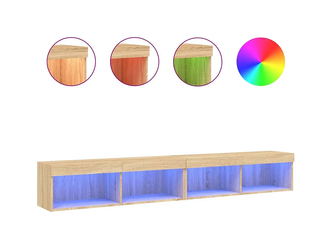 Mobili TV con luci LED 2 pezzi rovere sonoma 100x30x30 cm