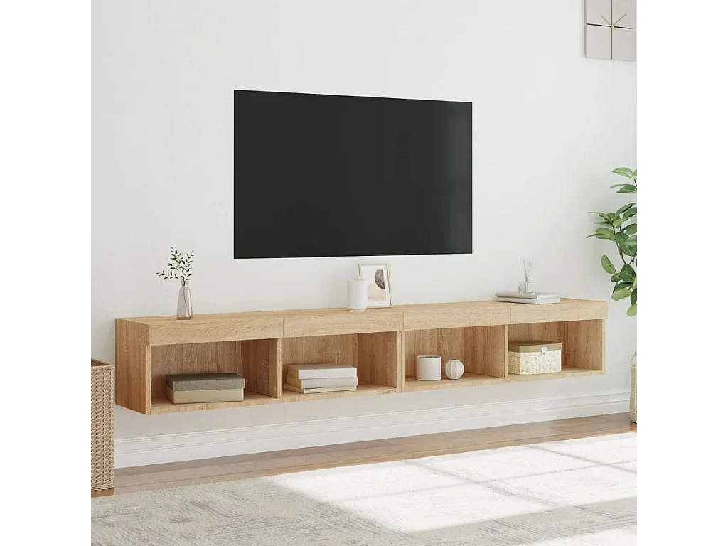 Mobili TV con luci LED 2 pezzi rovere sonoma 100x30x30 cm