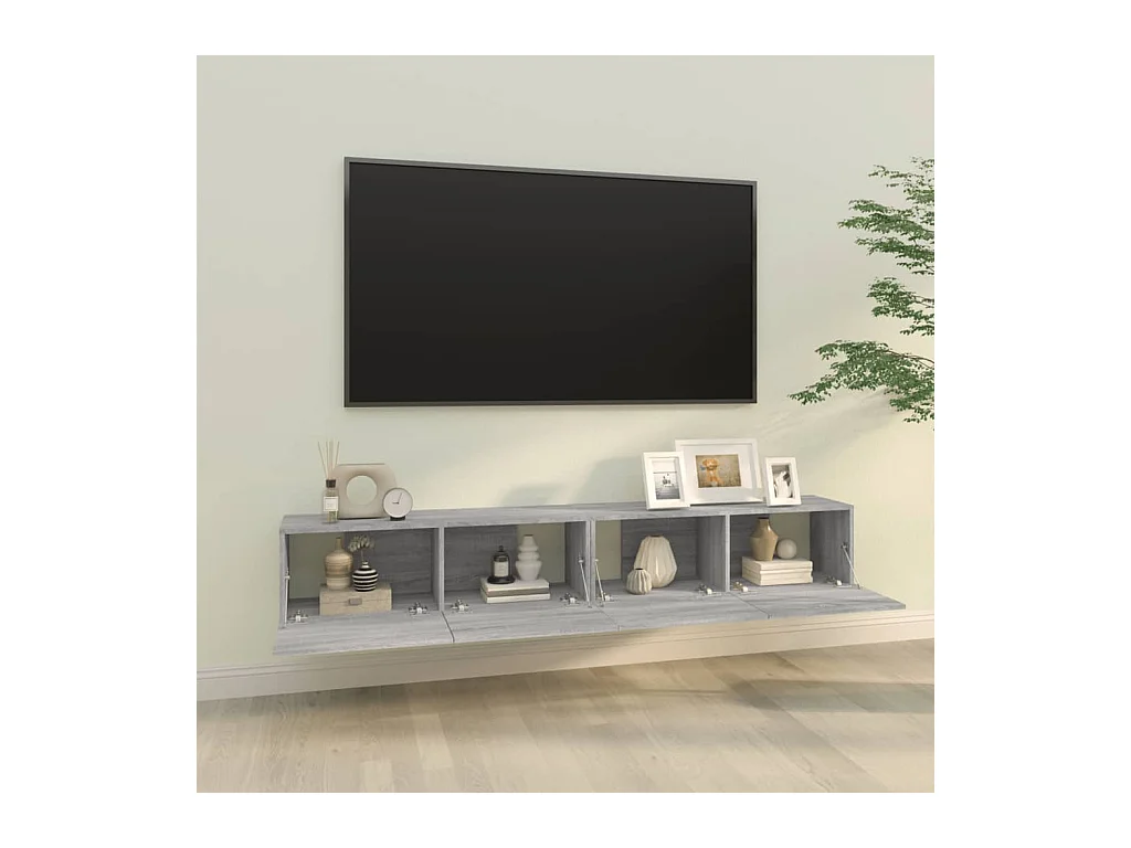 mobili porta TV da parete in legno ingegnerizzato grigio sonoma 100x30x30 cm