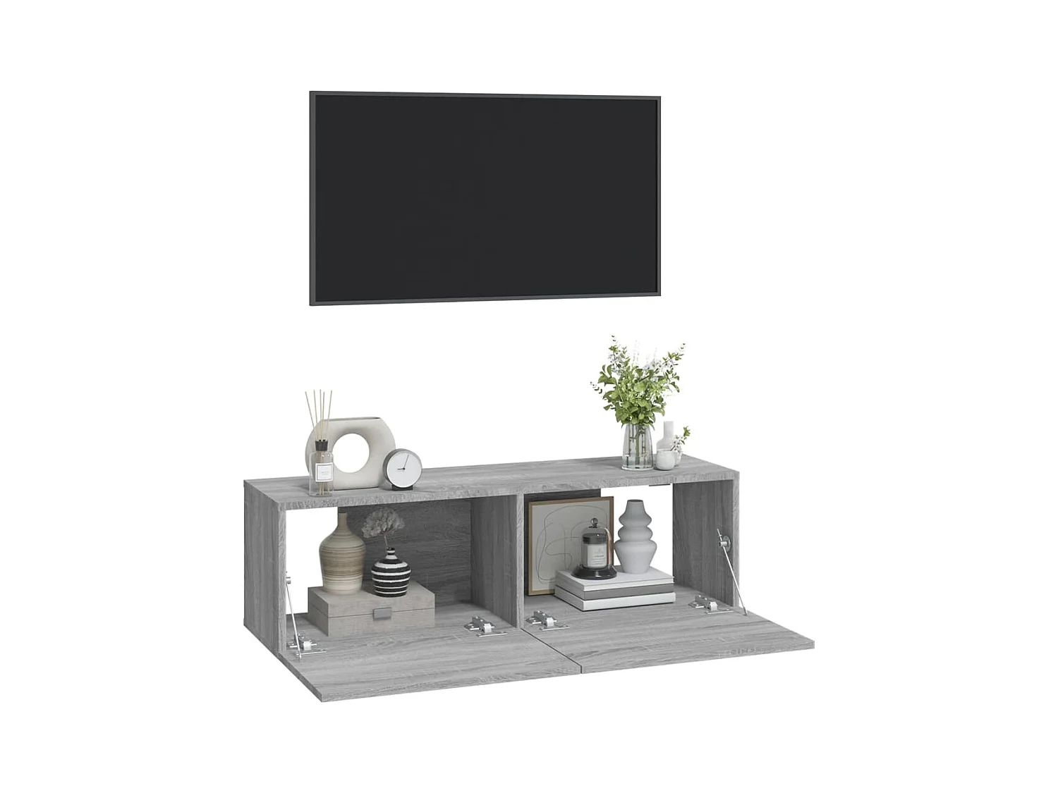 mobili porta TV da parete in legno ingegnerizzato grigio sonoma 100x30x30 cm