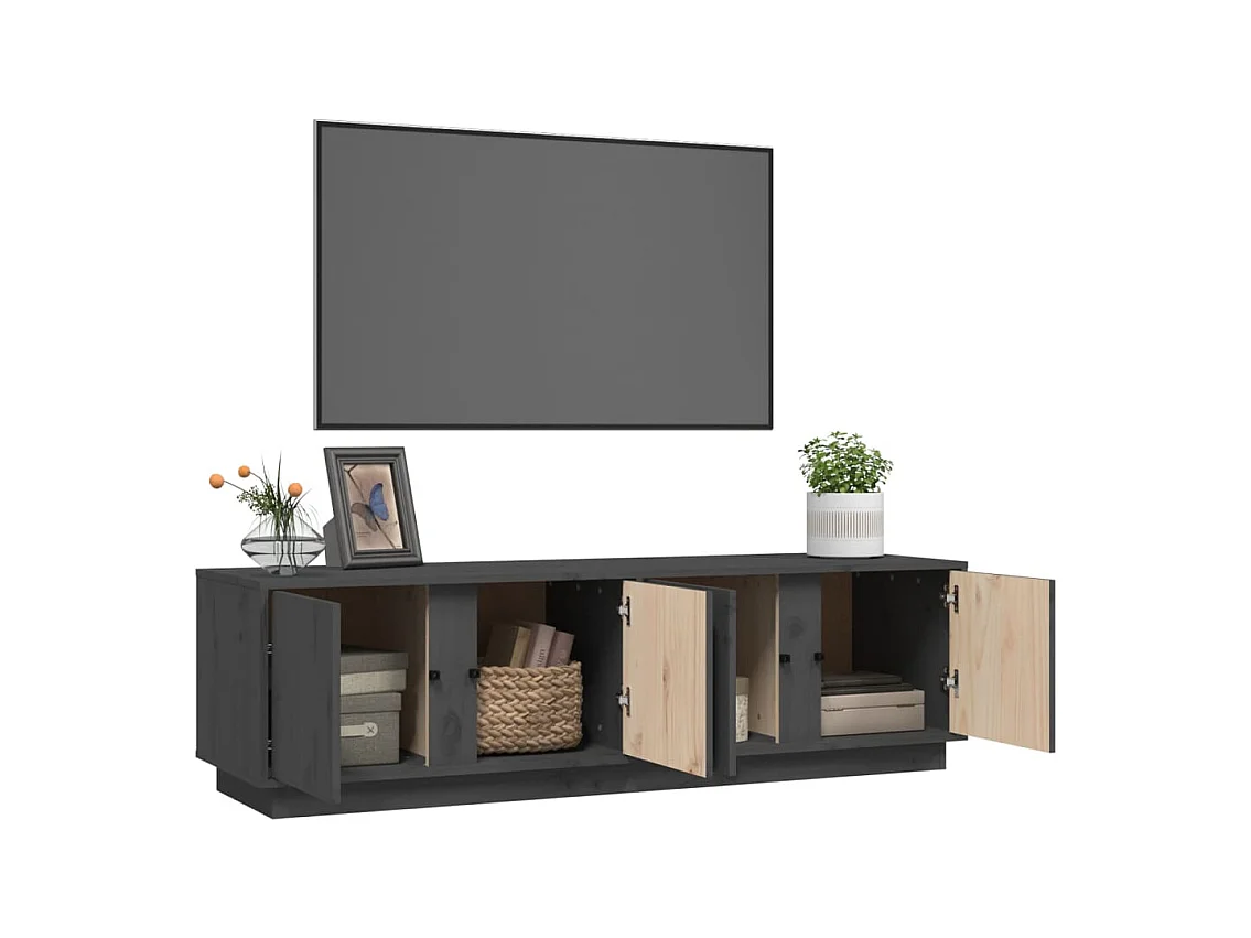 Meuble TV Gris 140x40x40 cm Bois de pin massif