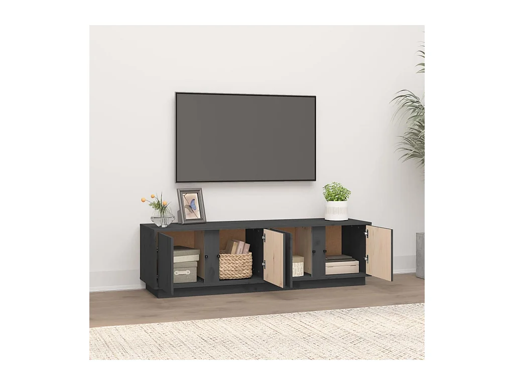Meuble TV Gris 140x40x40 cm Bois de pin massif