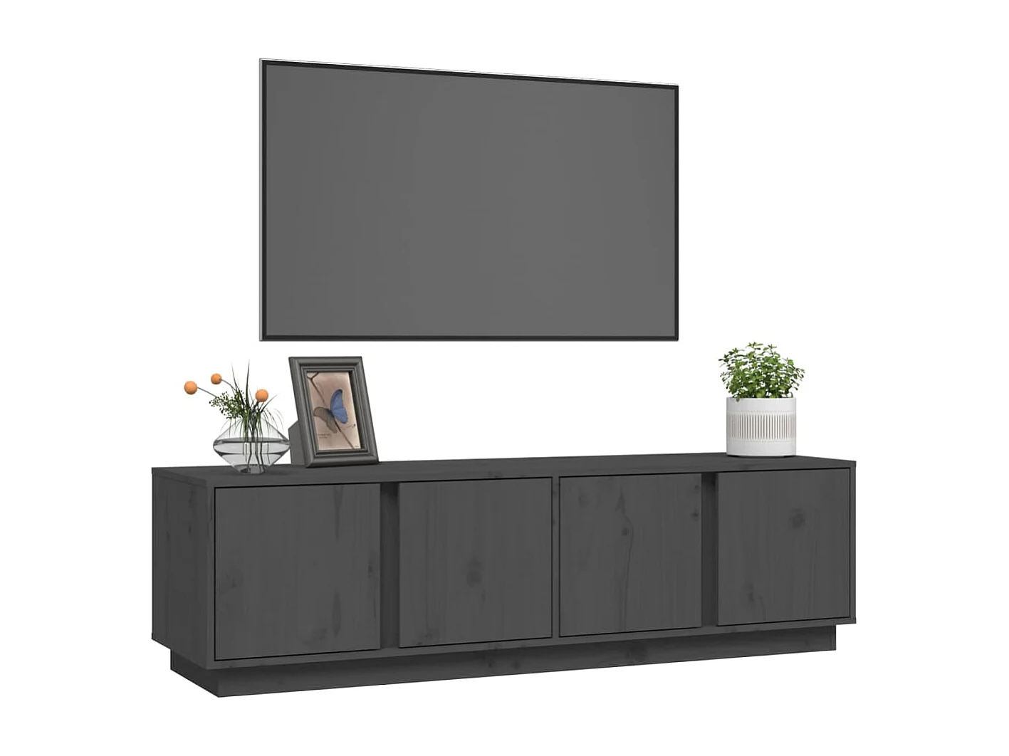 Meuble TV Gris 140x40x40 cm Bois de pin massif