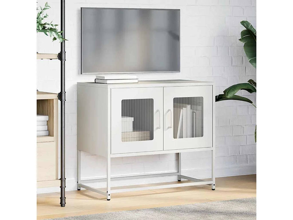 Mueble TV blanco 68x39x60,5 cm acero laminado en frío
