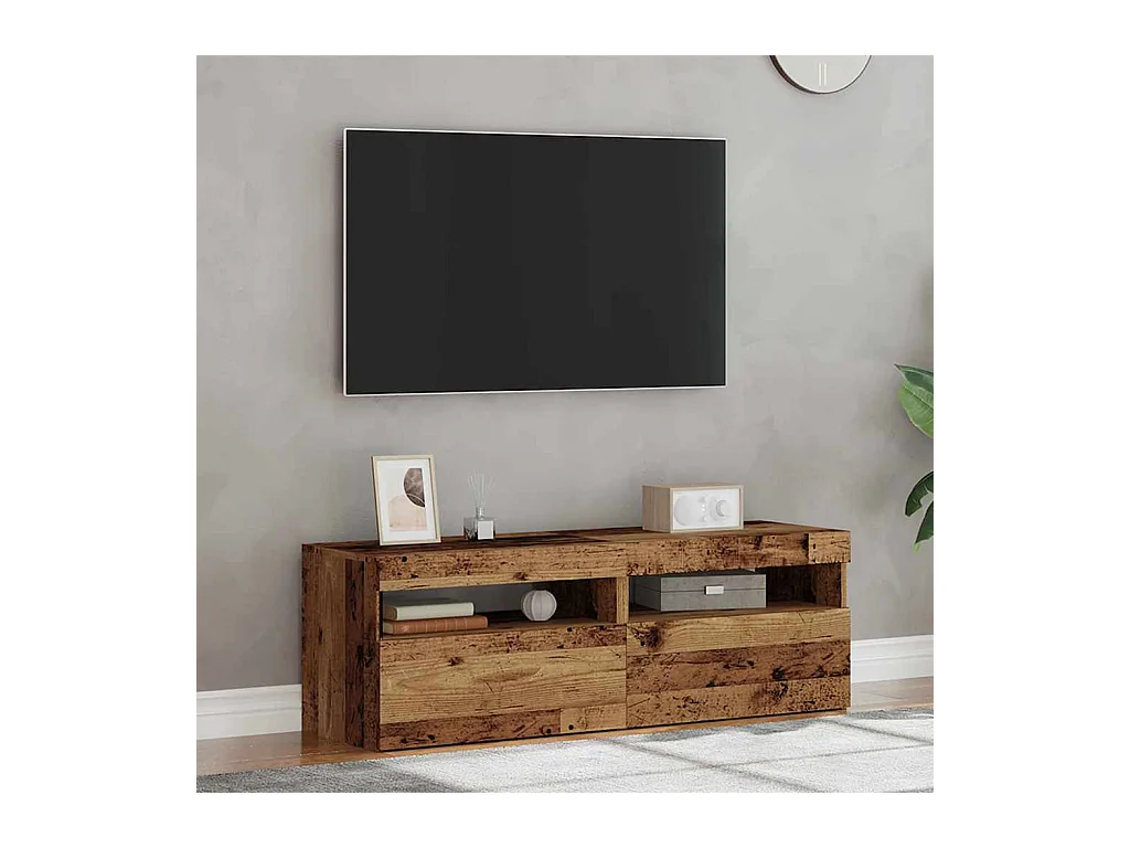 TV-meubels met LED-verlichting 2 stuks Oud hout Bewerkt hout