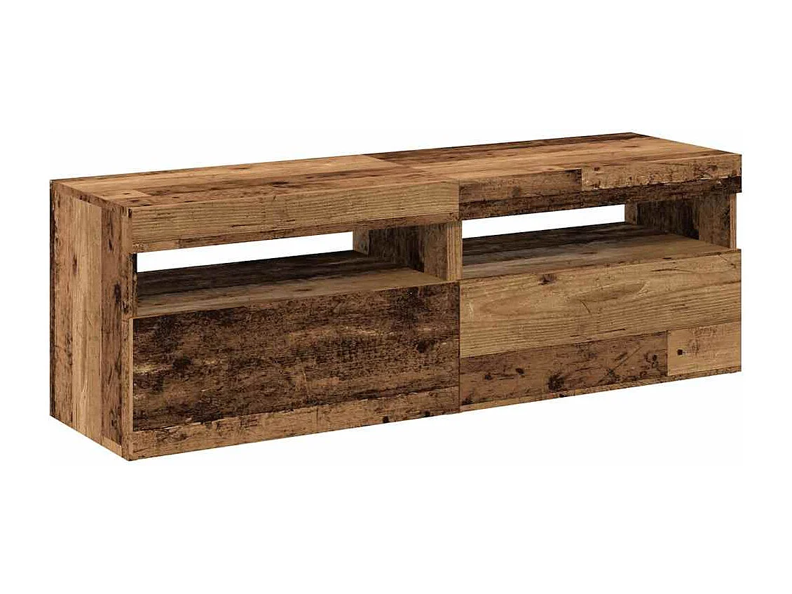 TV-meubels met LED-verlichting 2 stuks Oud hout Bewerkt hout