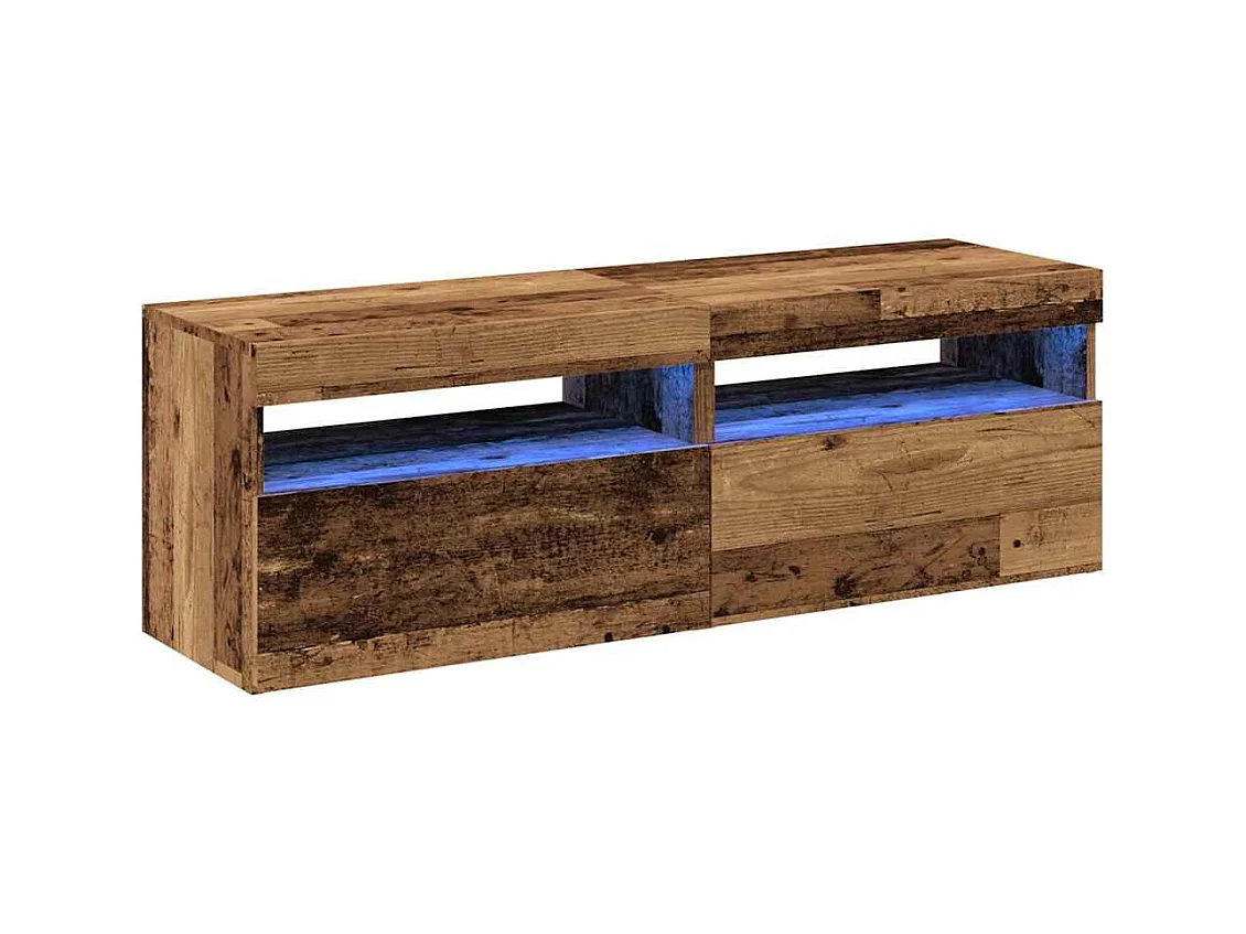 Supporti TV con luci a LED 2 pezzi in legno antico e legno ingegnerizzato