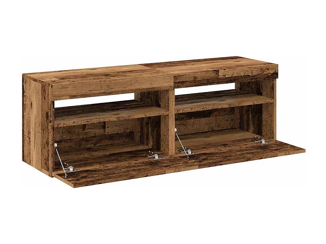 Meubles TV avec lumières LED 2 pcs vieux bois bois d'ingénierie
