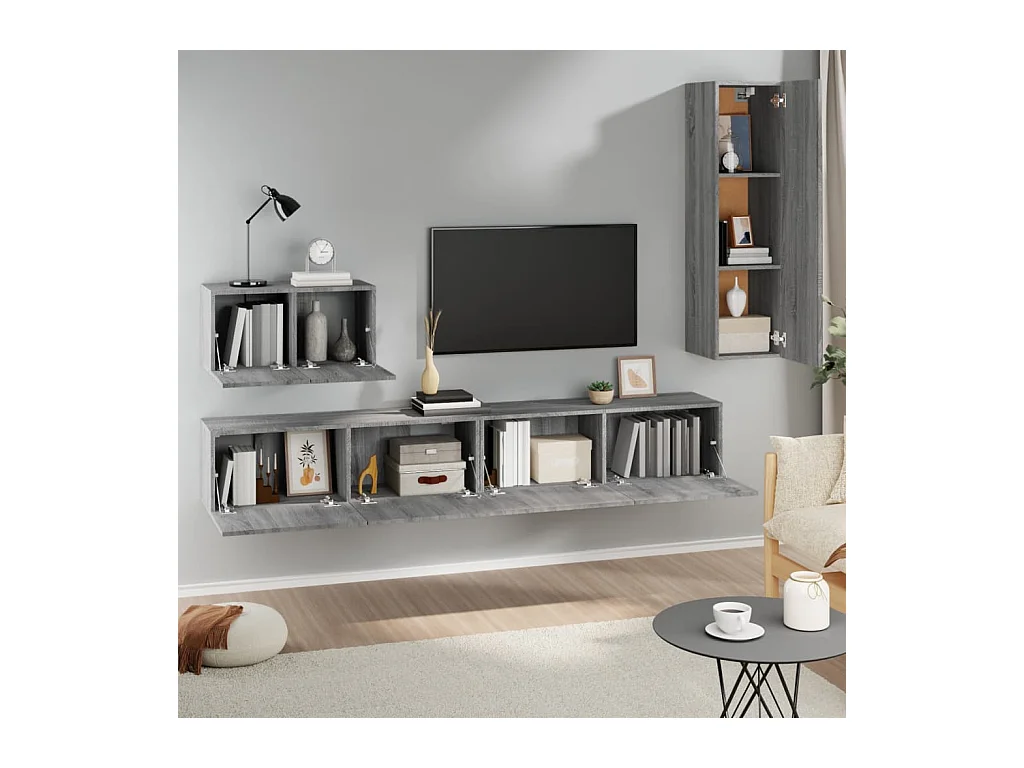 Ensemble de meubles TV 4 pcs Sonoma gris Bois d'ingénierie