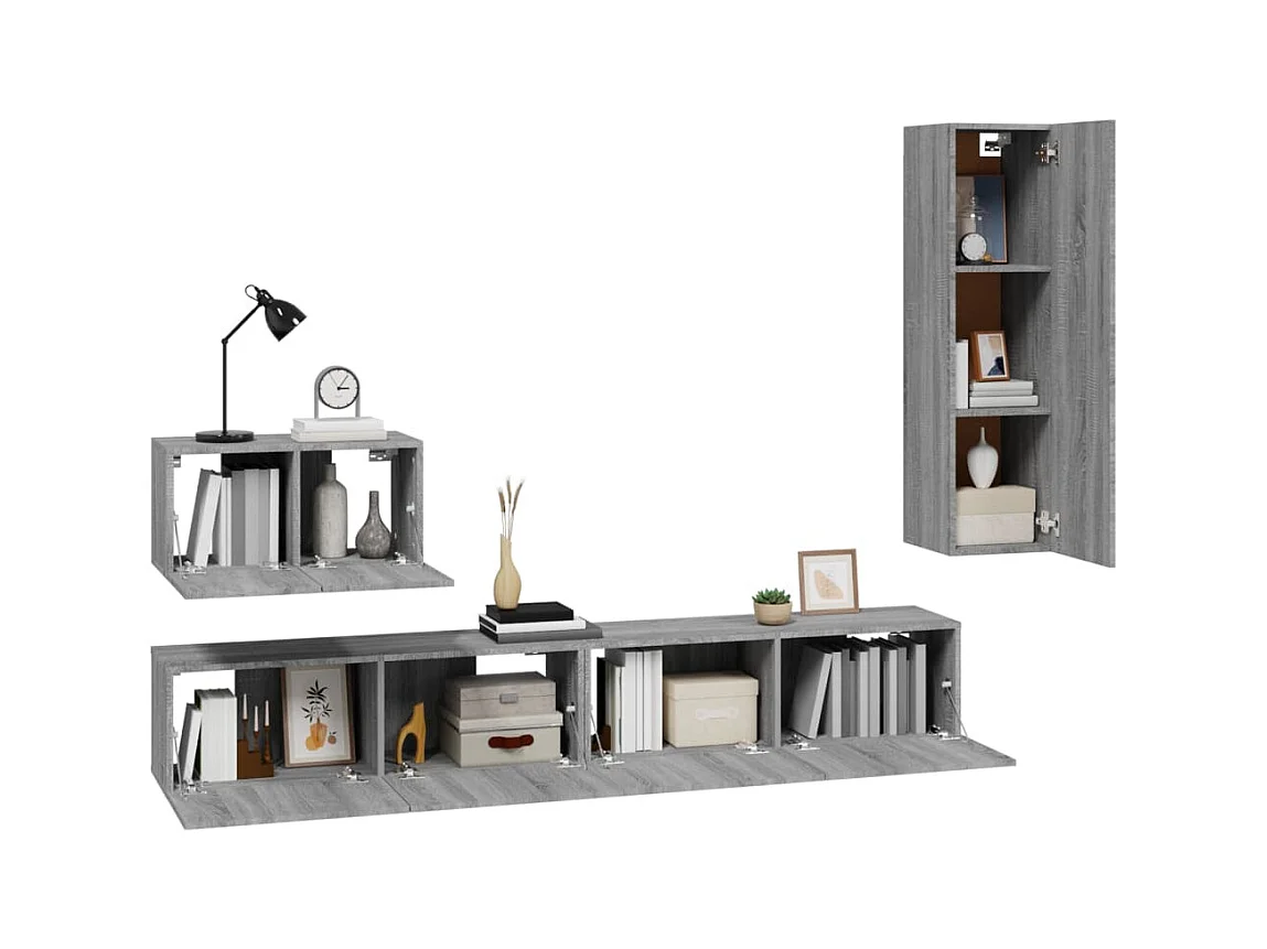 Ensemble de meubles TV 4 pcs Sonoma gris Bois d'ingénierie