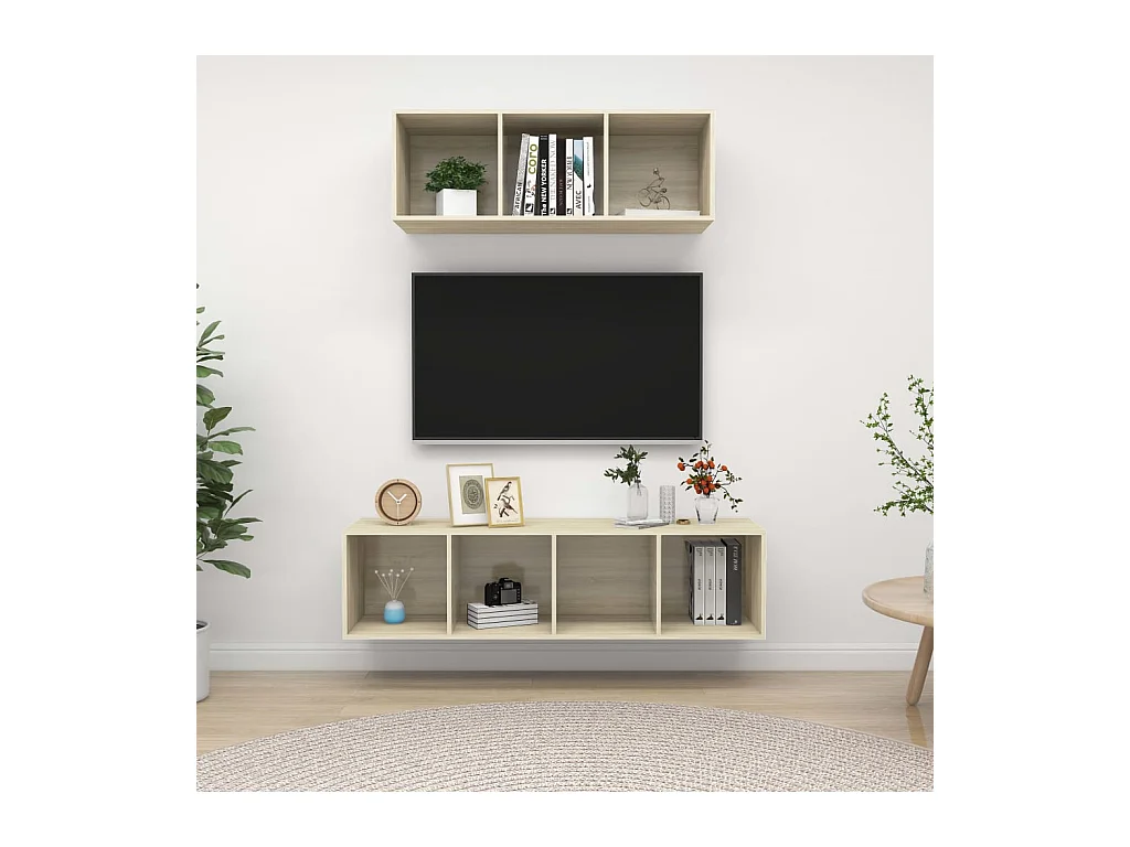 2-delige tv-meubelset Sonoma eiken bewerkt hout