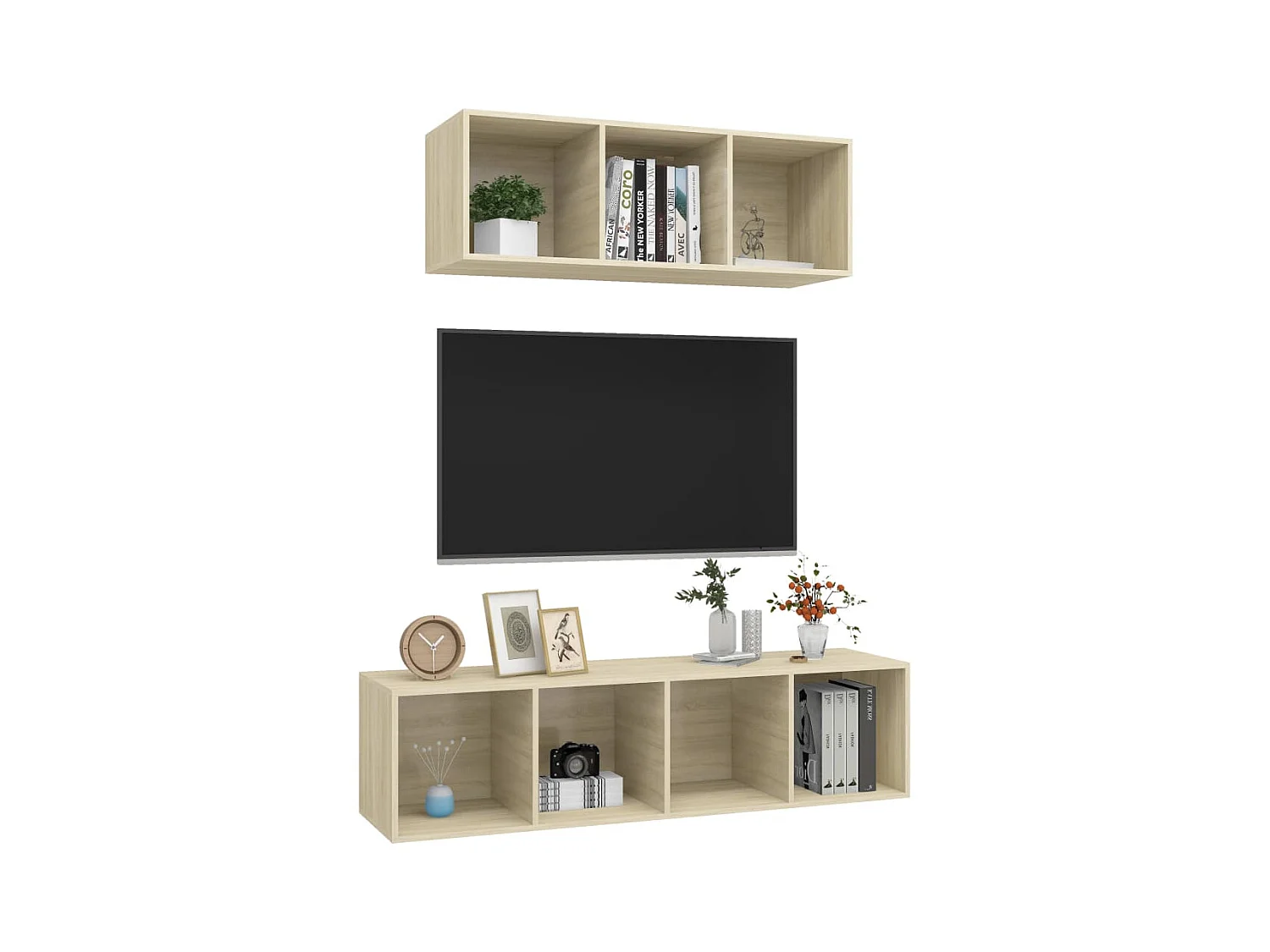 2-delige tv-meubelset Sonoma eiken bewerkt hout