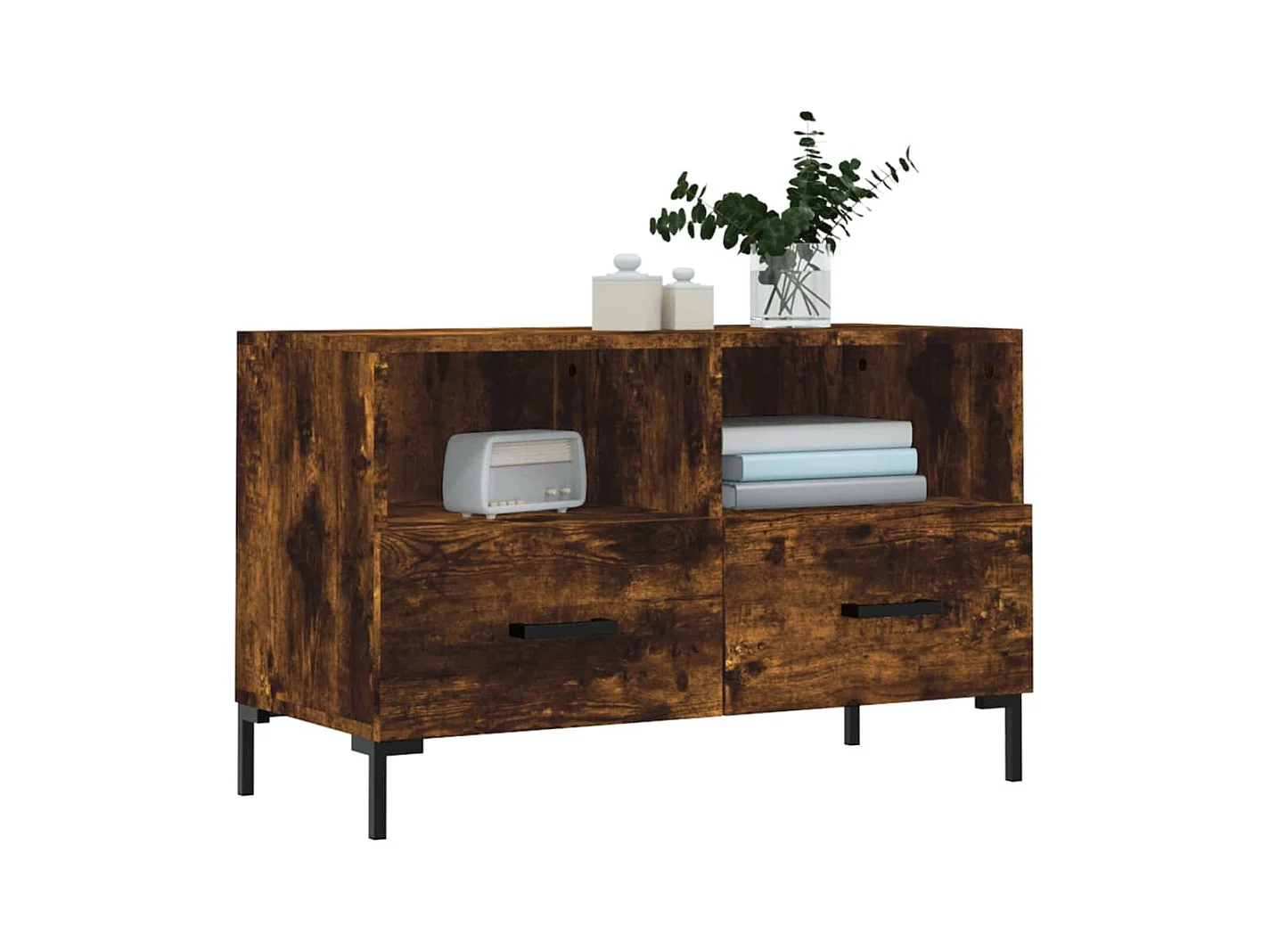 Mueble de TV de roble ahumado 80x36x50 cm Madera de ingeniería