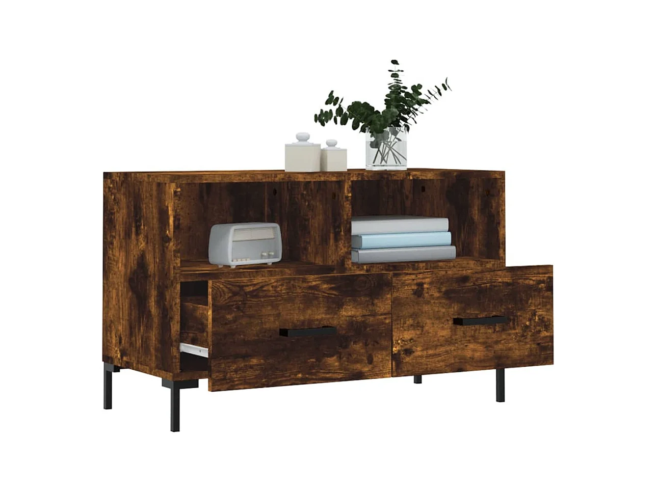 Mueble de TV de roble ahumado 80x36x50 cm Madera de ingeniería